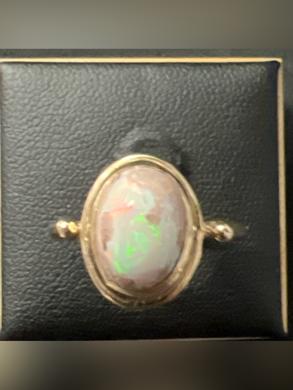 14k Yellow Gold Bezel Set Cabochon Mexican Cantera Fire Opal Ring Size 7.5